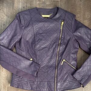 IMAN Quilted Leather Jacket in Deep Purple